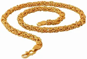 Golden Chain For Boys Necklace Chains For Men Girls Stylish  Fancy King Design Gold-plated Plated Brass Chain (20 Inch)Water And Sweat Proof Jawellery-thumb2