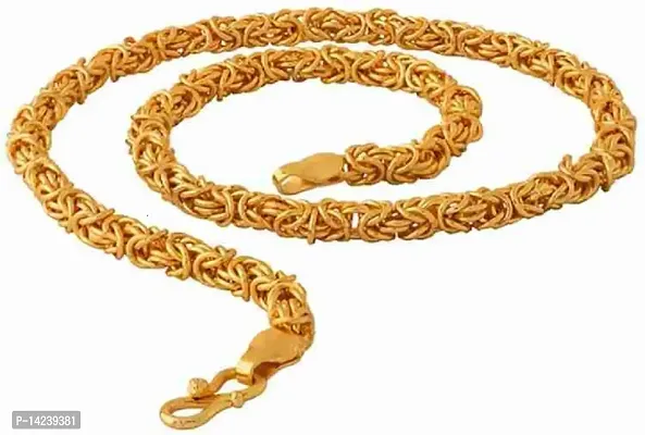 Golden Chain For Boys Necklace Chains For Men Girls Stylish  Fancy King Design Gold-plated Plated Brass Chain (20 Inch)Water And Sweat Proof Jawellery-thumb3