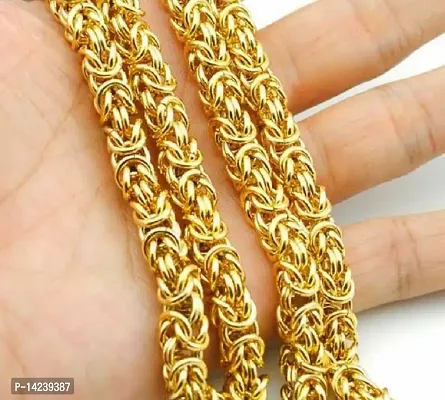 1 Gram Gold plated Chain For Boys and Man Gold-plated Plated Brass Chain (20 Inch)Water And Sweat Proof Jawellery-thumb0