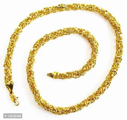 Fashionable Golden Chain For Boys Criss Cross Necklace Chains For Men Women Girl Gold-plated Plated Brass Chain (20 Inch)Water And Sweat Proof Jawellery-thumb2