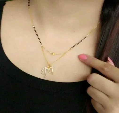 Trendy Attractive Alloy Mangalsutra with Alphabet Pendant