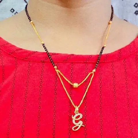 Trendy Attractive Alloy Mangalsutra with Alphabet Pendant