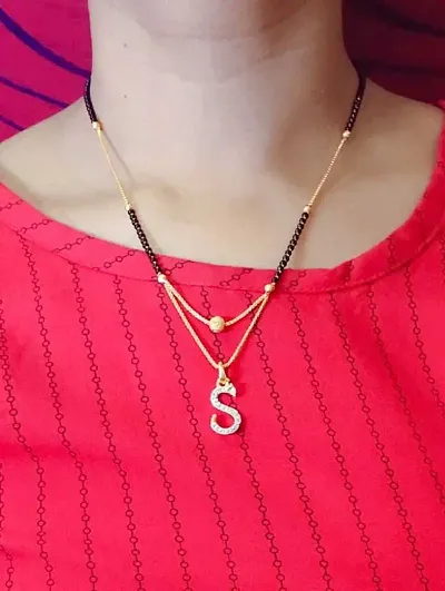 Trendy Designer Alloy Gold Plated Initials Mangalsutra