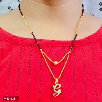 G Letter mangalsutra Alphabet Name Gold Plated New Collection Pendant Locket For Girls/Women Gold-plated  Latest Style Design New Model Mangalsutras
