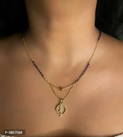 D letter mangalsutra gold plated pendant locket for girls/women alloy design new model 18 INCH short-long stylish Traditional fashionable chain alphabet name mangalsutras Alloy Mangalsutra