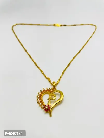 P letter locket pendants Alphabet Name Gold Plated Alloy New Model Design With 19 inch chain for girls Gold-plated Alloy