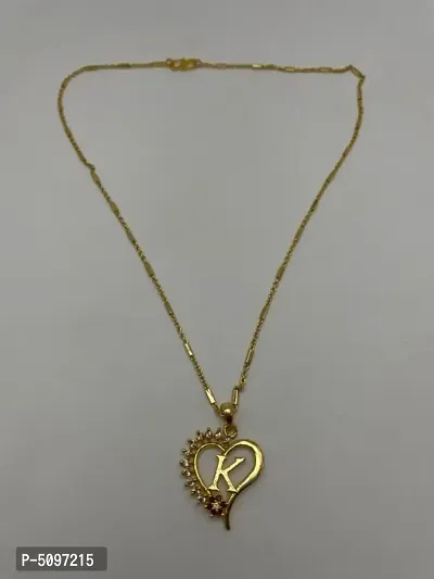 K letter locket pendants Alphabet Name Gold Plated Alloy New Model Design With 19 inch chain for girls Gold-plated Alloy