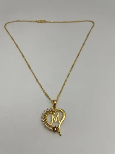 Gold Plated Letter Pendants With Chain for Girls