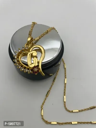 G  letter locket pendants Alphabet Name Gold Plated Alloy New Model Design With 19 inch chain for girls Gold-plated Alloy-thumb0