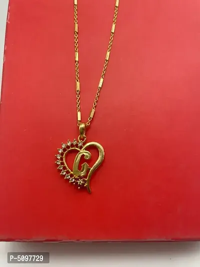 G  letter locket pendants Alphabet Name Gold Plated Alloy New Model Design With 19 inch chain for girls Gold-plated Alloy