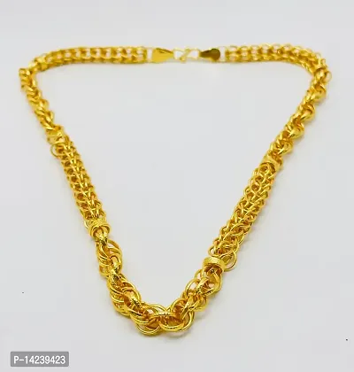 One Gram Gold Plated Brass Chain  for men Gold-plated Plated Brass Chain (20 Inch)Water And Sweat Proof Jawellery