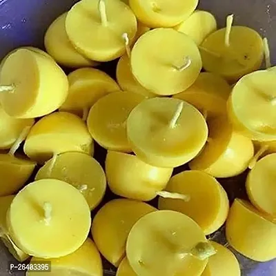 Om Phool Batti Small Cow Ghee Diya for Puja, 100 Pcs, Wax Free  Vegan Ghee Batti/Wicks/Jyot for Puja Aarti, (Pack of 1, Yellow, 100 Pcs)-thumb0