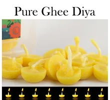 Om Phool Batti Small Cow Ghee Diya for Puja, 100 Pcs, Wax Free  Vegan Ghee Batti/Wicks/Jyot for Puja Aarti, (Pack of 1, Yellow, 100 Pcs)-thumb1