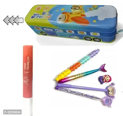 Stylish Printed Pencil Box for Kids with Pen