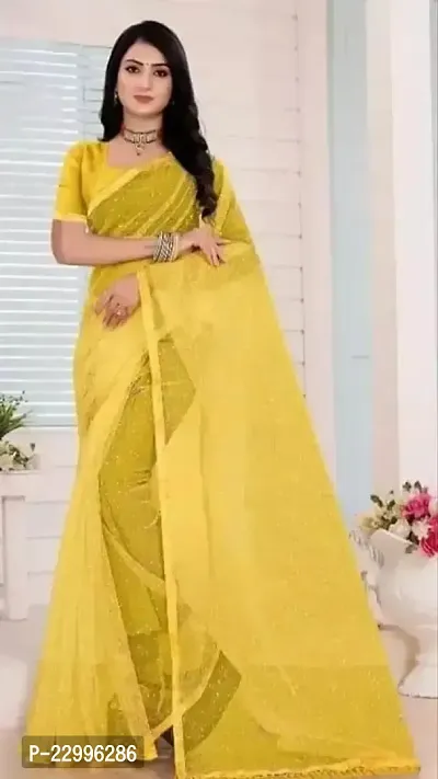 Fancy Net Saree with Blouse Piece for Women-thumb0