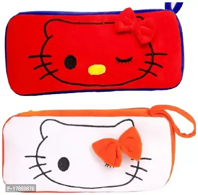 Classic Girls White, Red Pencil Pouch  (Pack Of 2)