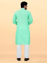 Reliable Green Cotton Solid Kurta And Bottom Sets For Men-thumb1