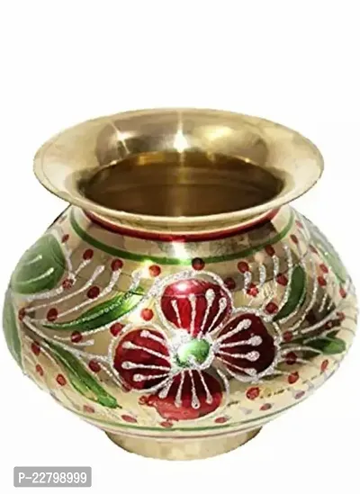 Designer Brass Lota for Puja Kalash Drinkware Wedding Purpose Temple Decor Item-thumb0