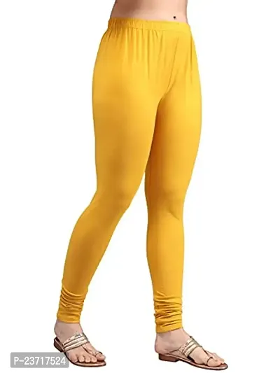 Thread Plus Women's Skinny Fit Churidar Length Leggings for Women (Color- Mustard Yellow)-thumb4