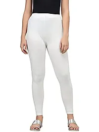 Thread Plus Women's Skinny Fit Ankle Length Leggings (Color-White)-thumb1