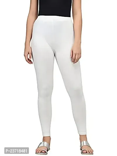 Thread Plus Women's Skinny Fit Ankle Length Leggings (Color-White)-thumb2