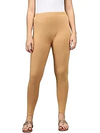 Thread Plus Women's Skinny Fit Ankle Length Leggings (Color-Beige)-thumb1