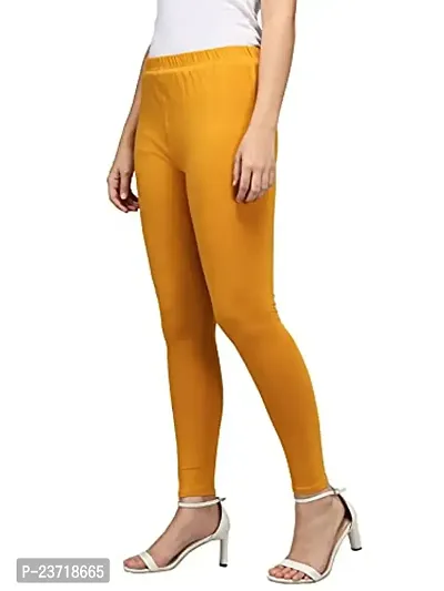Thread Plus Women's Skinny Fit Ankle Length Leggings (Color- Mustard Yellow)-thumb2