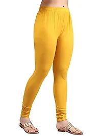 Thread Plus Women's Skinny Fit Churidar Length Leggings for Women (Color- Mustard Yellow)-thumb3