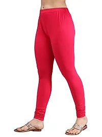 Thread Plus Women's Skinny Fit Churidar Length Leggings for Women (Color- Magenta)-thumb2