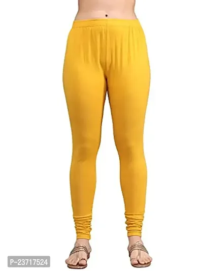 Thread Plus Women's Skinny Fit Churidar Length Leggings for Women (Color- Mustard Yellow)