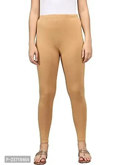 Thread Plus Women's Skinny Fit Ankle Length Leggings (Color-Beige)