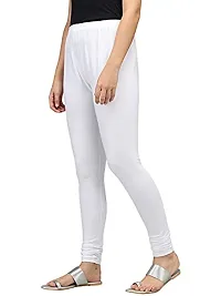 Thread Plus Women's Skinny Fit Churidar Length Leggings for Women (Color-White)-thumb2