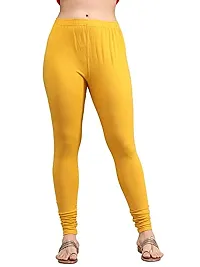 Thread Plus Women's Skinny Fit Churidar Length Leggings for Women (Color- Mustard Yellow)-thumb1