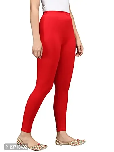 Thread Plus Women's Skinny Fit Ankle Length Leggings (Color-Red)-thumb4