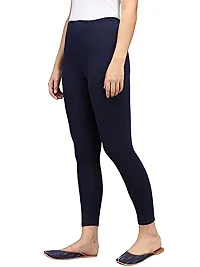 Thread Plus Women's Skinny Fit Ankle Length Leggings (Color-Navy Blue)-thumb2