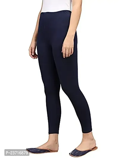 Thread Plus Women's Skinny Fit Ankle Length Leggings (Color-Navy Blue)-thumb3