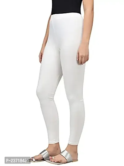 Thread Plus Women's Skinny Fit Ankle Length Leggings (Color-White)-thumb3