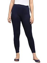 Thread Plus Women's Skinny Fit Ankle Length Leggings (Color-Navy Blue)-thumb1