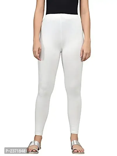 Thread Plus Women's Skinny Fit Ankle Length Leggings (Color-White)