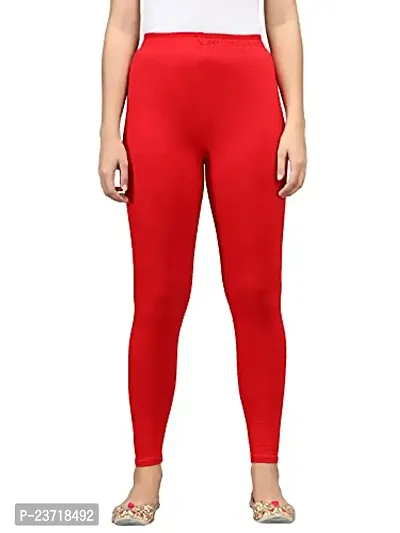 Thread Plus Women's Skinny Fit Ankle Length Leggings (Color-Red)