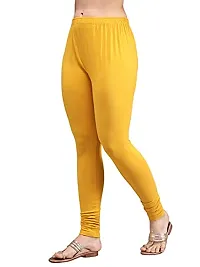 Thread Plus Women's Skinny Fit Churidar Length Leggings for Women (Color- Mustard Yellow)-thumb2