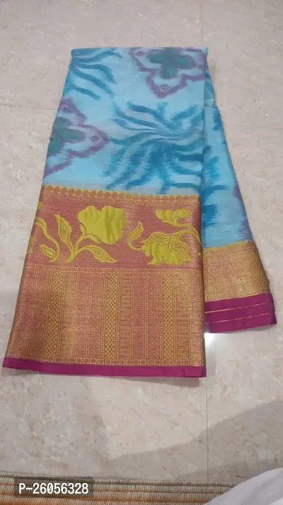 Stylish Banarasi Silk Blue Woven Design Saree with Blouse piece