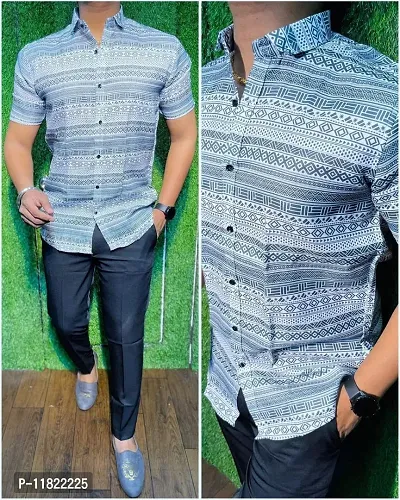 Reliable Cotton Blend Printed Short Sleeves Casual Shirts For Men-thumb0