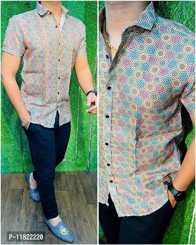 Reliable Cotton Blend Printed Short Sleeves Casual Shirts For Men