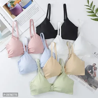 Stylish Cotton Blend Solid Bras For Women- Pack Of 6-thumb0