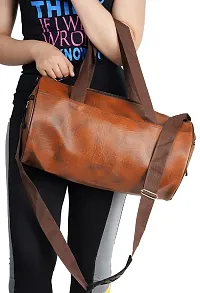 Click@me Durable Water Resistance Duffle Workout Shoulder Bag for Men  Women Light Weight Multiple Use, Stylish Gym/Travel Kit (Leather , Large)Brown-thumb1