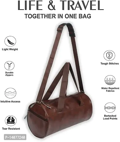 Generic faux leather 24 Cms Duffle Bag(Duffle Bag for Men  Women_dark brown)-thumb3