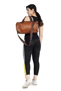 Click@me Durable Water Resistance Duffle Workout Shoulder Bag for Men  Women Light Weight Multiple Use, Stylish Gym/Travel Kit (Leather , Large)Brown-thumb2