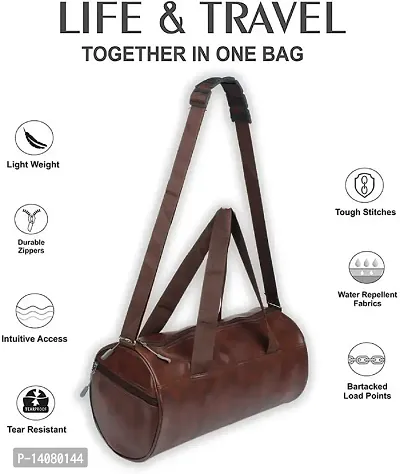 Generic faux leather 30 Cms Duffle Bag(Duffle Bag for Men  Women_Brown)-thumb3