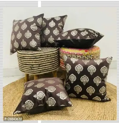 Useful Purple Velvet Printed 16 X 16 Inch Cushion Covers-Pack Of 5